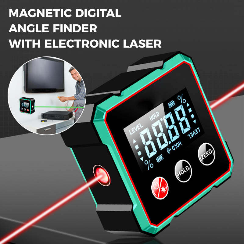 Magnetic Digital Angle Finder With Electronic Laser Gauge Protractor Inclinometer Level Magnets Level Ruler Angle Slope