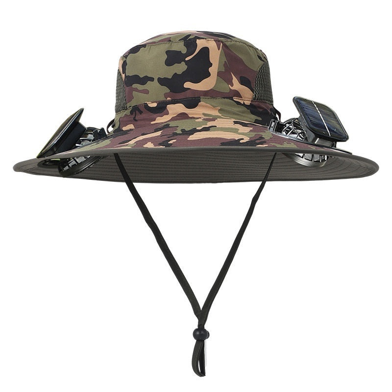 Outdoor Wide Brim Sun Hat With Solar Fan Wide Brim Solar Fan Outdoor Fishing Hat Solar USB Charging Solar Powered Hat Adjustable